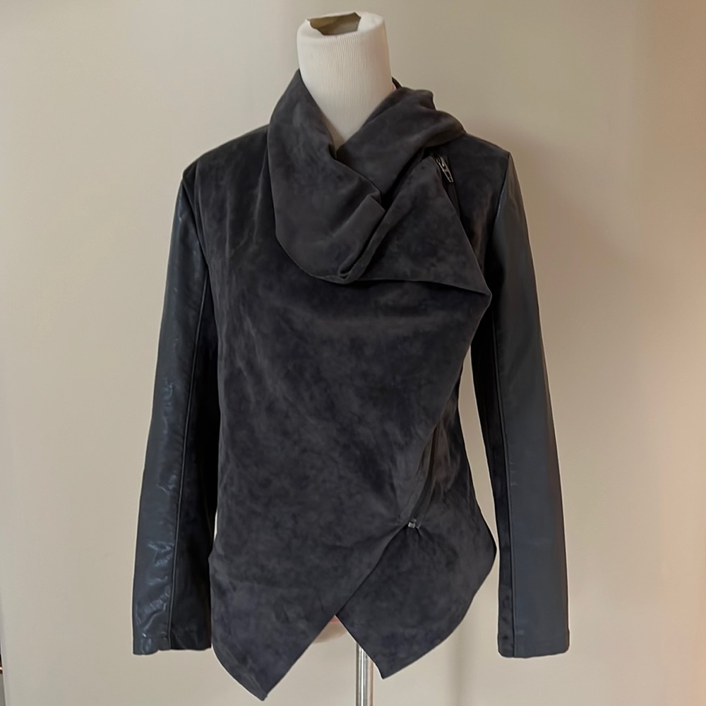 Blank NYC NEW Charcoal Gray Vegan Asymmetrical Jacket. XS